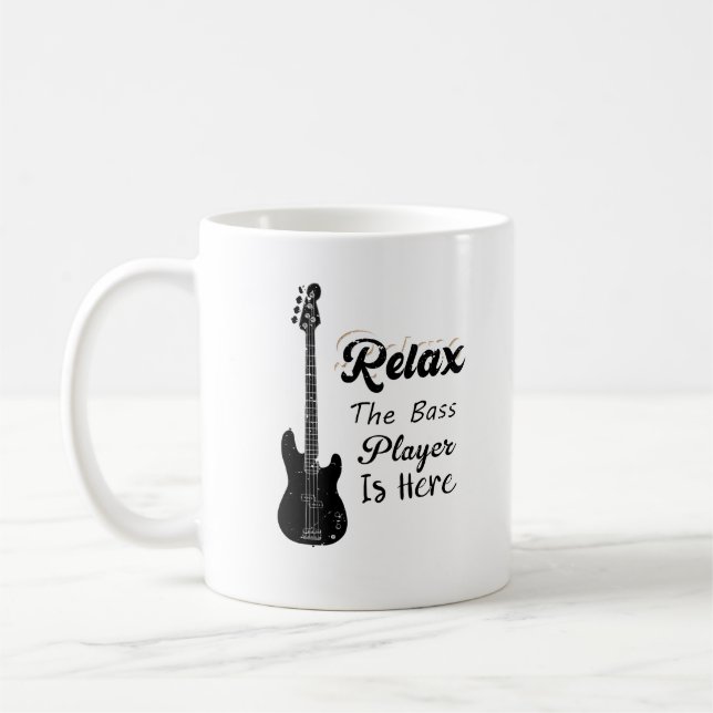 Caneca De Café Relaxe O Jogador De Bass Está Aqui Música Engraçad (Esquerda)