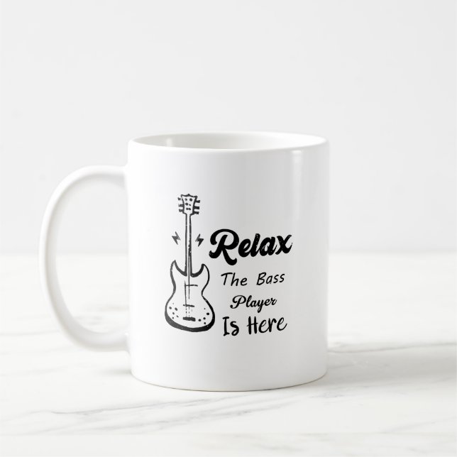 Caneca De Café Relaxe O Jogador De Bass Está Aqui Música Engraçad (Esquerda)