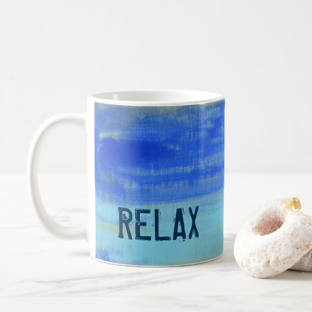 Caneca De Café Relaxing Blue Turquiose Nautical Abstract Art (Com Donut)