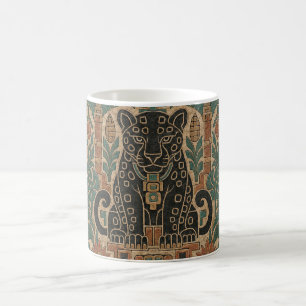Caneca De Café Relevo de Pedra Antiga com Jaguar da Selva