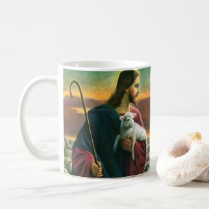 Caneca De Café Religião Vintage, Cristo Bom Pastor com Relógio