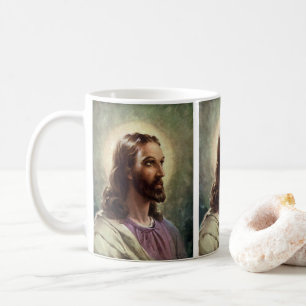 Caneca De Café Religioso Vintage, Retrato de Jesus Cristo com Hal