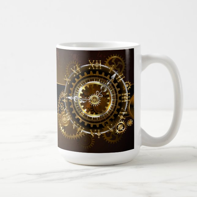 Caneca De Café Relógio a vapor com engrenagens antigas (Direita)
