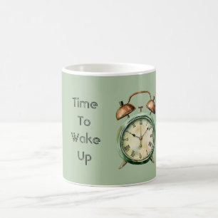 Caneca De Café Relógio Alarmante de Tempo de Acordar Verde