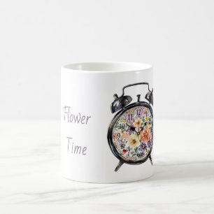 Caneca De Café Relógio Alarme Hora da Flor