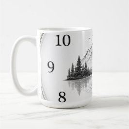 Caneca De Café Relógio da Natureza Elegante da Montanha