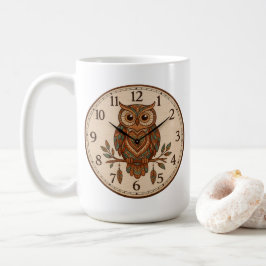 Caneca De Café Relógio de Parede Grande Coruja Boho