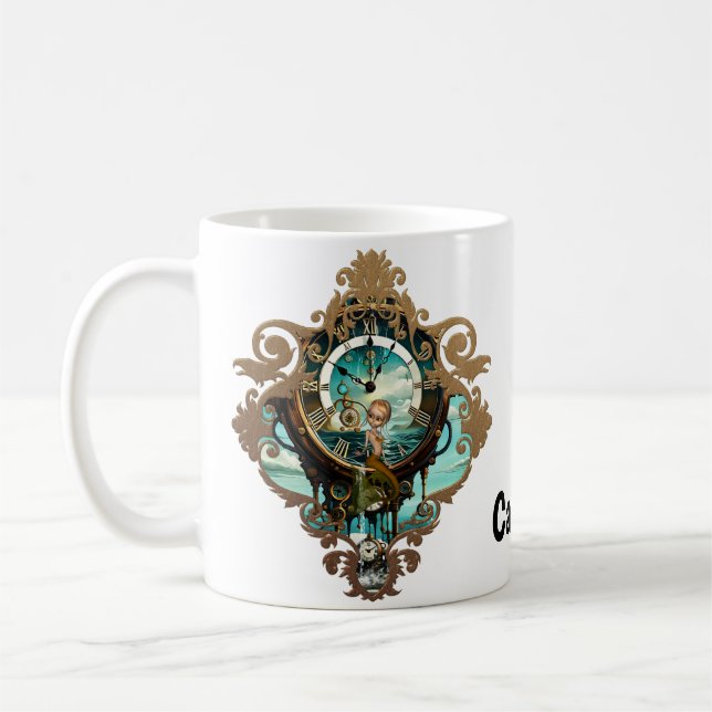Caneca De Café Relógio do mar com galos fantásticos (Esquerda)