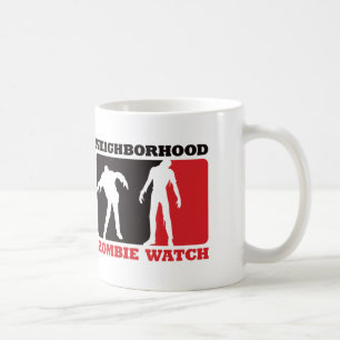 Caneca De Café Relógio do zombi da vizinhança - vermelho