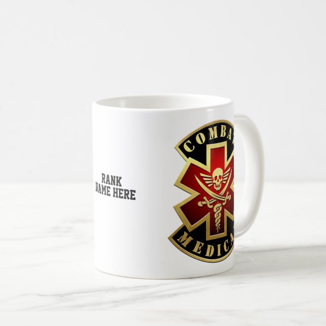 Caneca De Café Remendo de Cruz de Caveira e Espadas Médicas de Co (Frente Esquerda)