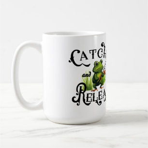 Caneca De Café Remendo de Rã de Pesca de Captura e Liberação