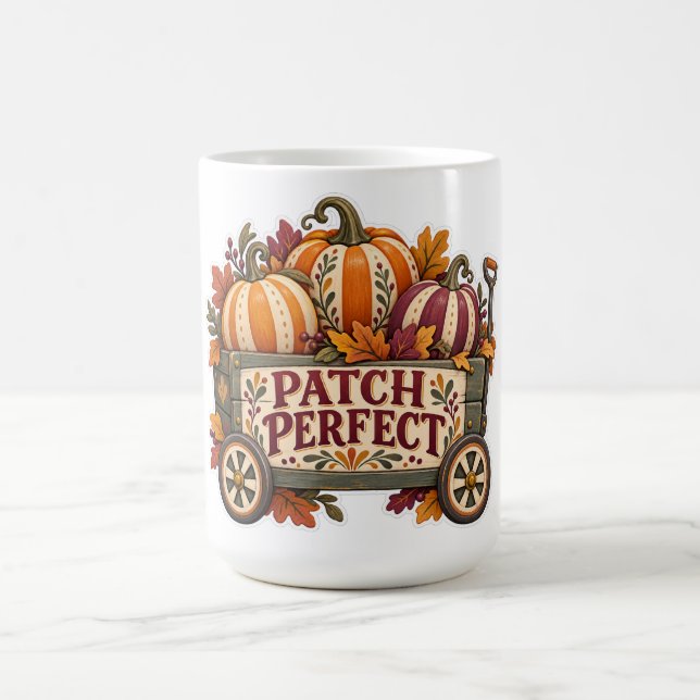 Caneca De Café Remendo Perfeito Vagão de Abóbora de Outono (Centro)