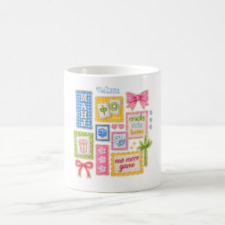 Caneca De Café Remendos de Mahjong Personalizados com Falsa Borda
