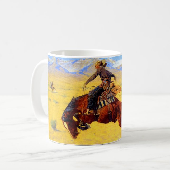 Caneca De Café Remington Old West Horse and Cowboy (Frente Esquerda)