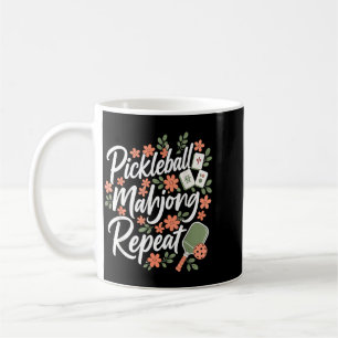 Caneca De Café Remo Floral Flor de Repetição de Mahjong de Pickle