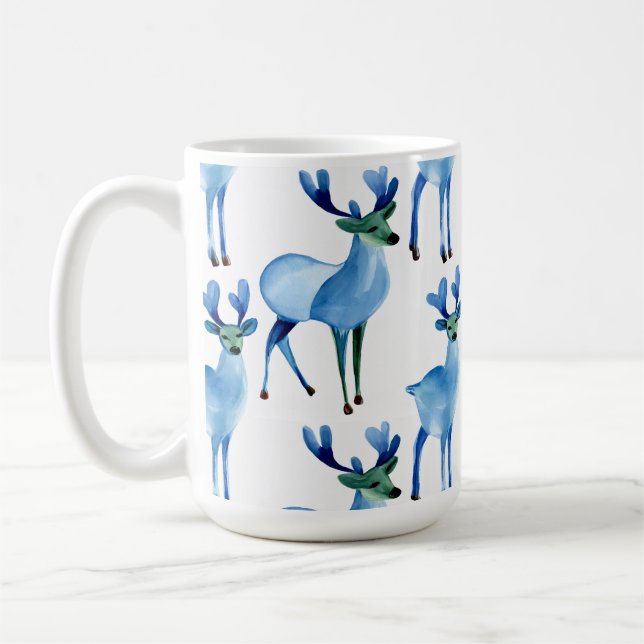 Caneca De Café Rena Azul de Natal (Esquerda)