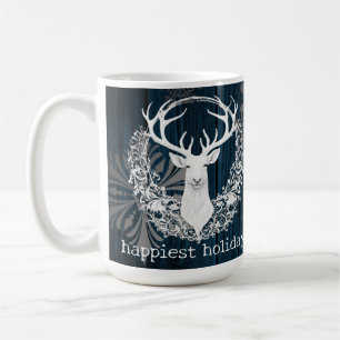 Caneca De Café Rena Branca Rustic Watercolor Azul