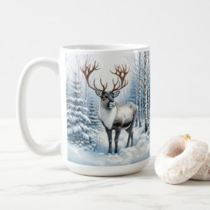 Caneca De Café Rena da Floresta em uma Floresta de Inverno Vida S