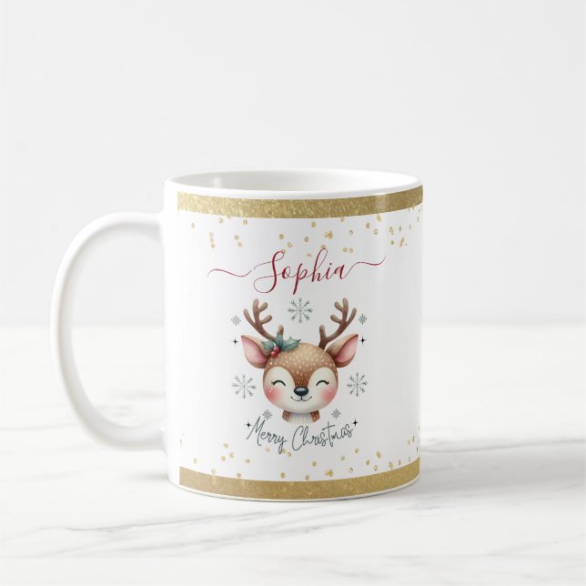 Caneca De Café Rena de Natal Face Presentes de Férias (Esquerda)