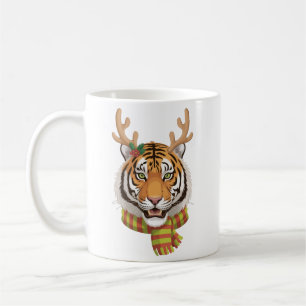 Caneca De Café Rena de Natal Tigre Animal com Chifres Xmas 