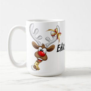 Caneca De Café Rena divertida espiando Meme de Natal