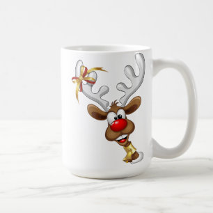 Caneca De Café Rena Fofa Espiando Meme de Natal