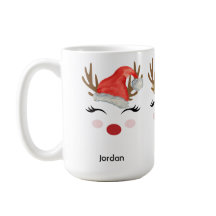 Rena Personalizada Bonita Face Santa Hat, Tiara