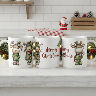 Caneca De Café Renas de Natal fofos