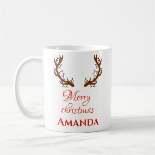 Caneca De Café Renas personalizadas - Feliz Natal