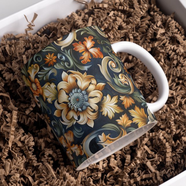 Caneca De Café Renascença italiana em azul (Criador carregado)