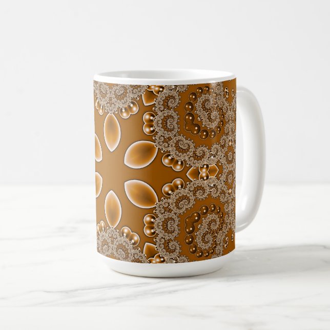 Caneca De Café Renda Fractal de Caramelo (Frente Esquerda)