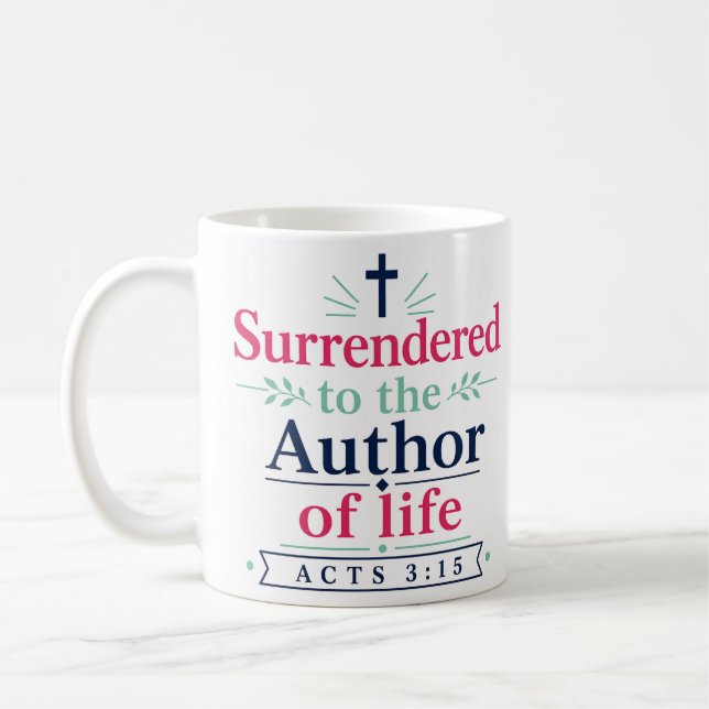 Caneca De Café Rendição Ao Autor Da Vida Baseada Na Fé (Esquerda)
