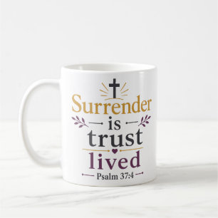 Caneca De Café Rendição É Confiança Vivida Impressão Cristã Cláss
