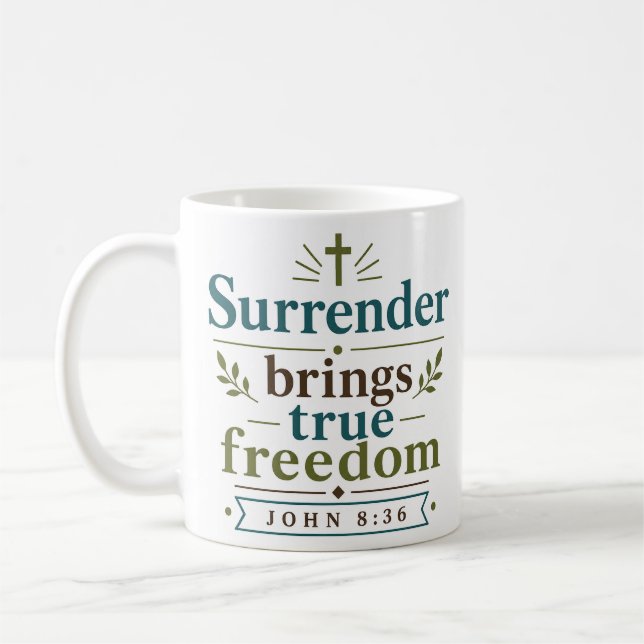 Caneca De Café Rendição Traz Verdadeira Liberdade Fé Cristã Esper (Esquerda)