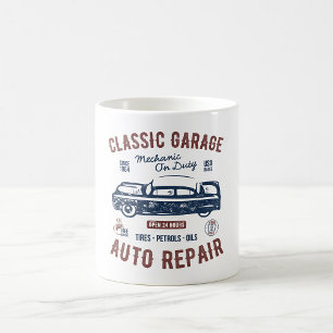 Caneca De Café Reparo Automático de Garagem Clássica