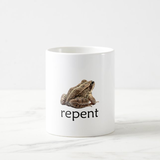 Caneca De Café Repent frog, funny memee (Centro)