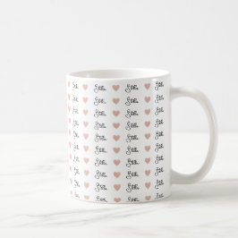 Caneca De Café Repetindo o nome personalizado Stella com corações