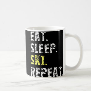 Caneca De Café Repetir Esqui De Dormir - Presente De Esqui Divert