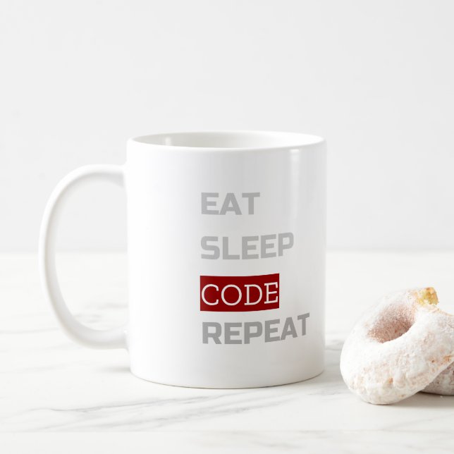 Caneca De Café Repetir o CÓDIGO de latência (Com Donut)