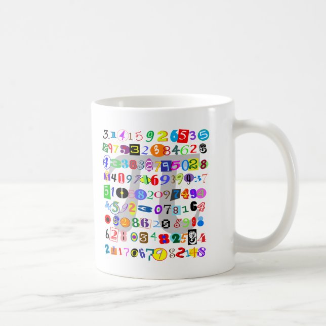 Caneca De Café Representação Colorida e Divertida de Pi (Direita)