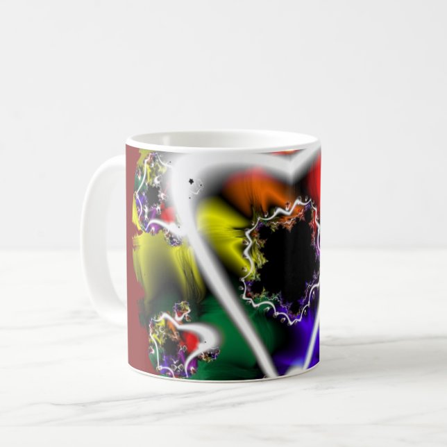 Caneca De Café Reproduzir | Arte Fractal Arco-Íris (Frente Esquerda)