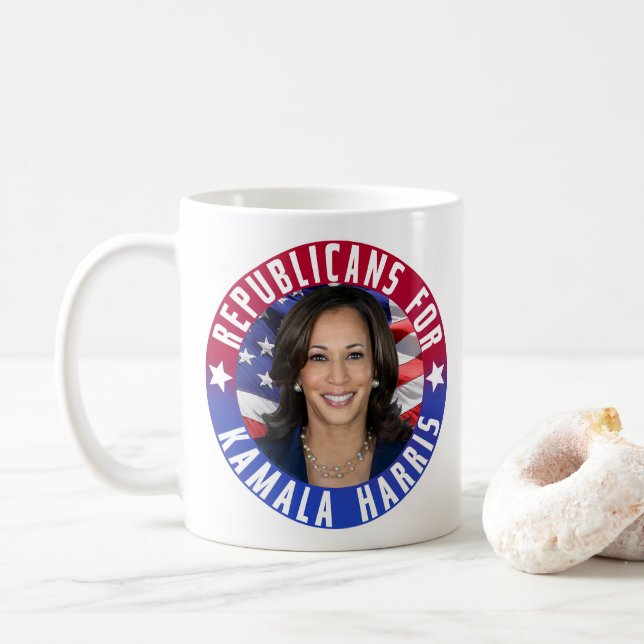 Caneca De Café Republicanos pelo Presidente Kamala Harris Foto 20 (Com Donut)