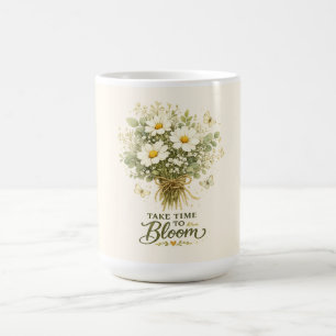 Caneca De Café Reserve um Tempo para Florescer Design de Buquê