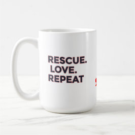 Caneca De Café Resgate. Amor. Repita. | Desi Minimalista dos Pet