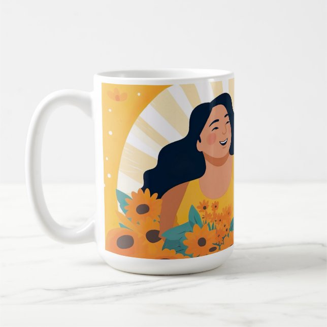 Caneca De Café Resiliência e alegria florescentes, Cão de Mulhere (Esquerda)