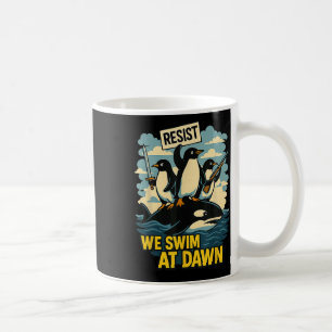Caneca De Café Resistência ao Ativismo do Pinguim Design de Gráfi