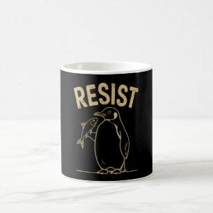 Caneca De Café Resistência ao ativismo dos pinguins Protesto Vint