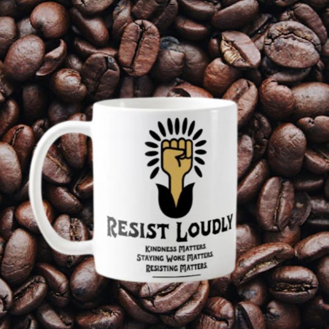 Caneca De Café Resistir à Mug Clássica Louca | Ativista Anti-Fasc (Criador carregado)