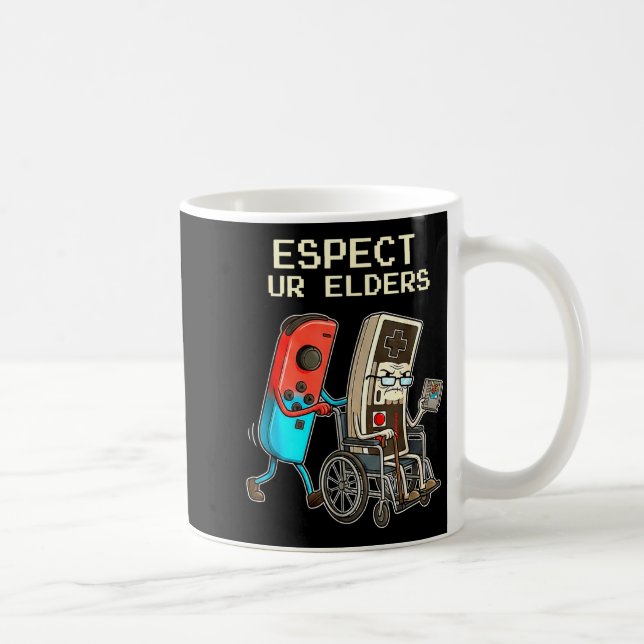 Caneca De Café Respect Ur Elders Retro Gaming Controller Funny  (Direita)