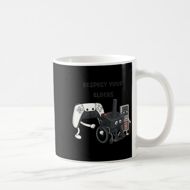 Caneca De Café Respect Your Elders Funny Gaming 80s Style Old New (Direita)